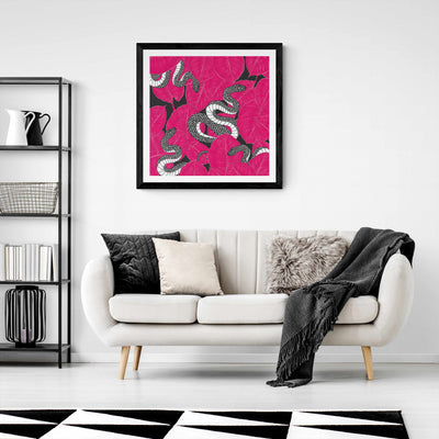 Pink Snakes Square Wall Art