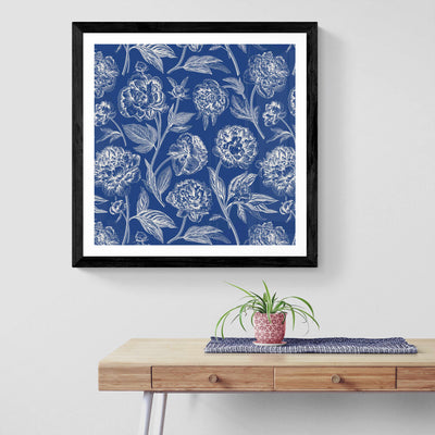 Blue & White Peonies Wall Art