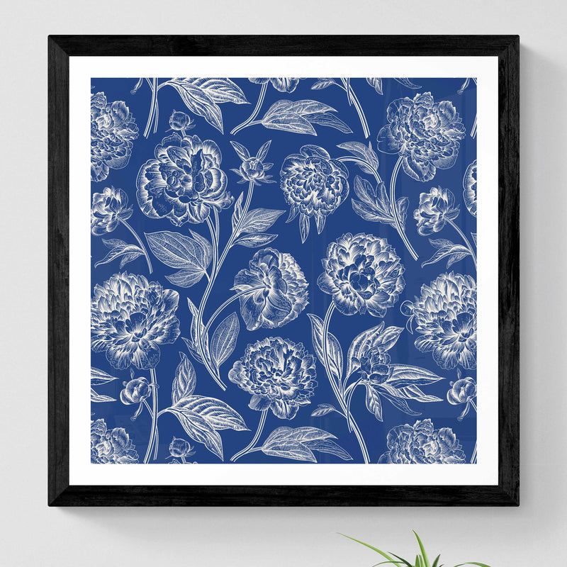 Blue & White Peonies Wall Art