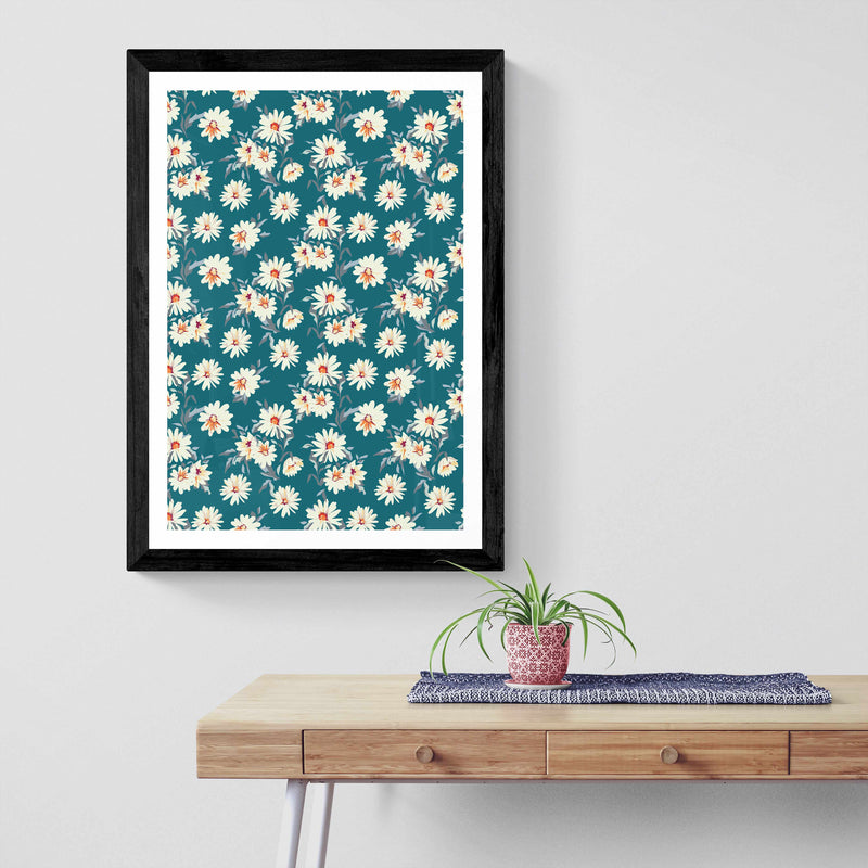 Teal Green Daisies Wall Art