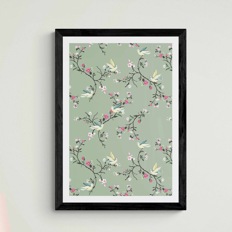 Sage Green Chinoiserie Wall Art