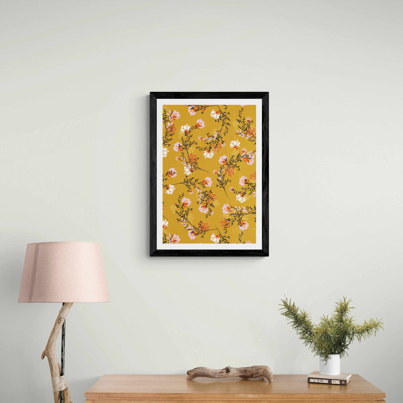 Yellow Asian Floral Wall Art