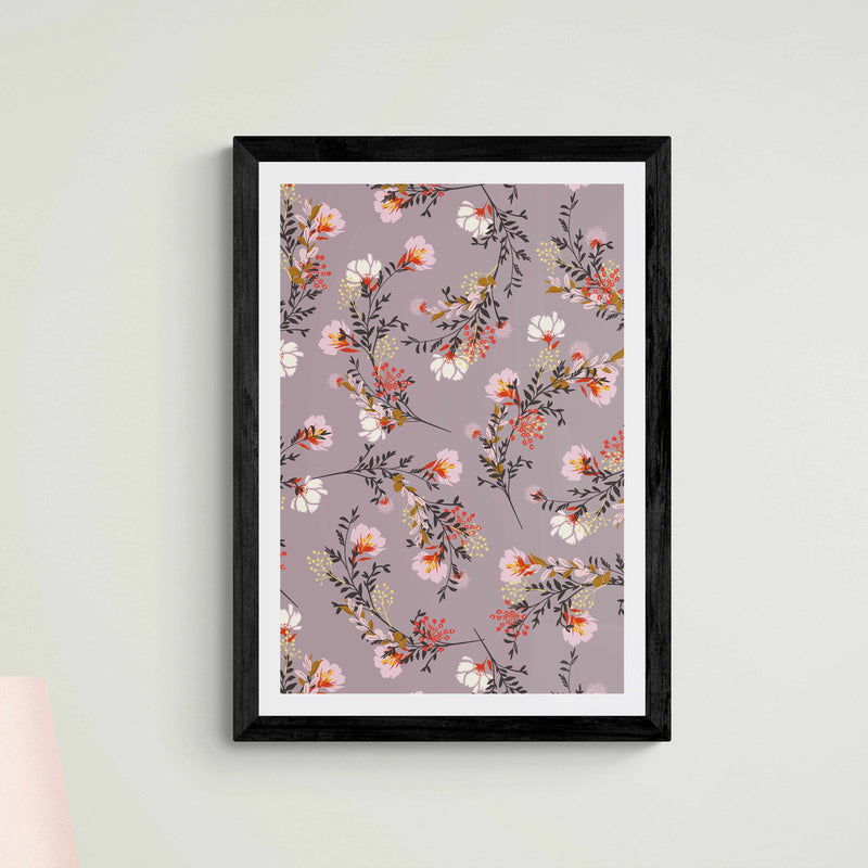 Mauve Asian Floral Wall Art