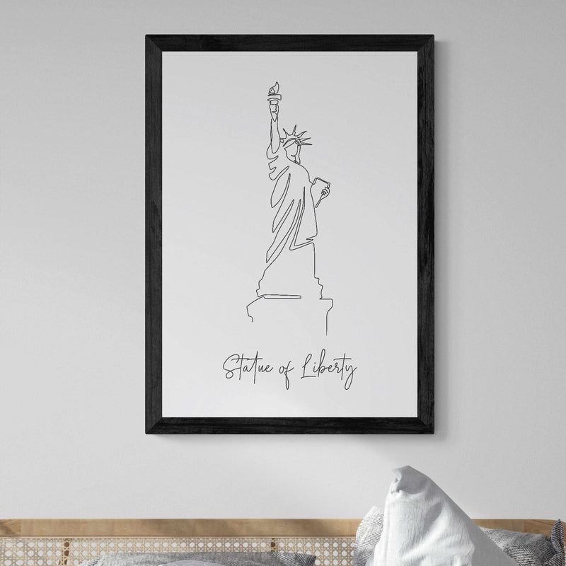 Landmarks Statue of Liberty White Wall Art