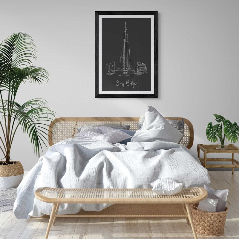 Landmarks Burj Khalifa Black Wall Art