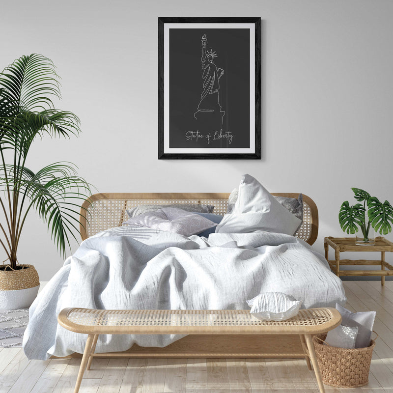 Landmarks Statue of Liberty Black Wall Art