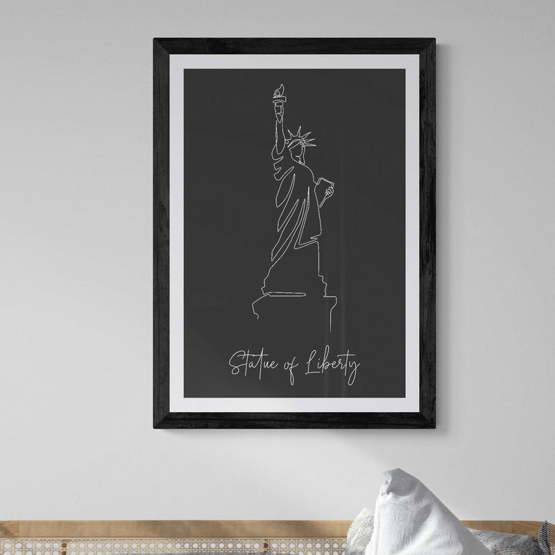 Landmarks Statue of Liberty Black Wall Art