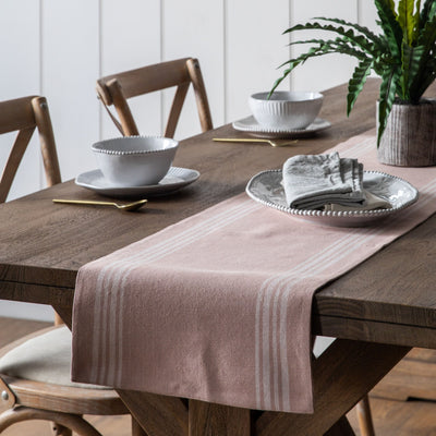 Blush Pink White Stripe Reversible Table Runner