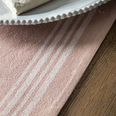 Blush Pink White Stripe Reversible Table Runner