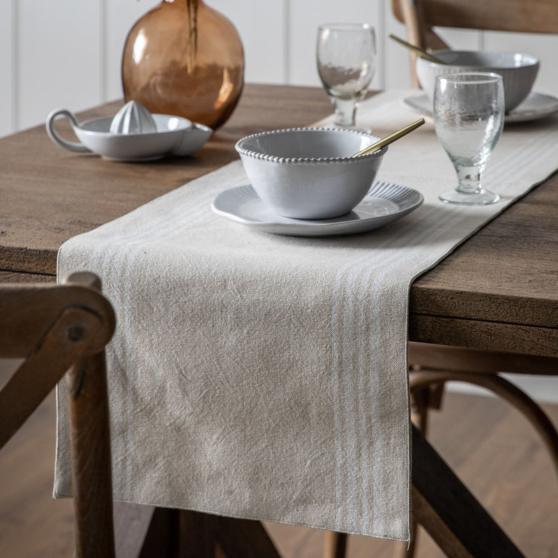 Dove Grey White Stripe Reversible Table Runner