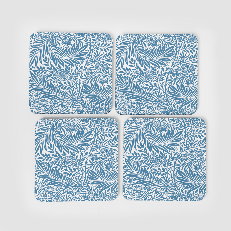 William Morris Larkspur Airforce Blue Square Coasters