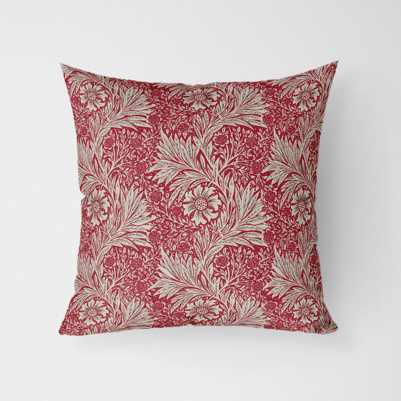 William Morris Marigold In Dark Red Water Resistant Garden Outdoor Cushion