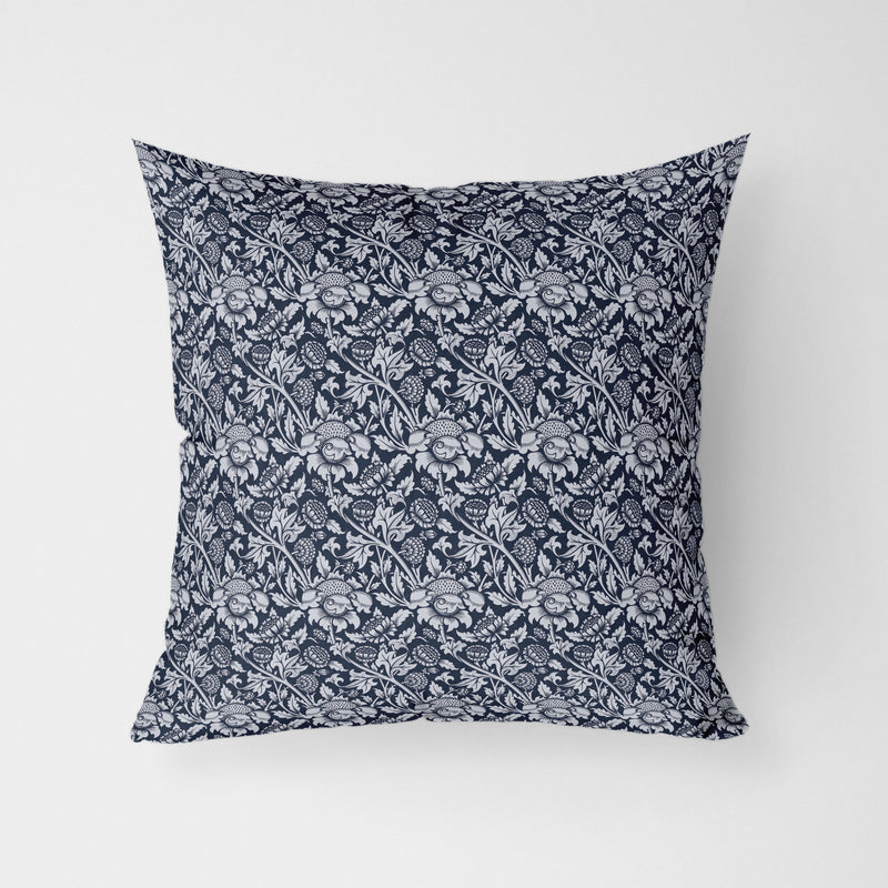 William Morris Sunflowers Dark Navy Water Resistant Garden Outdoor Cushion