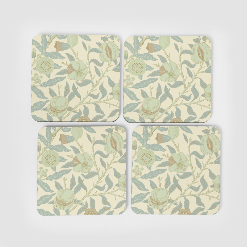 William Morris Fruit Print Pastel Square Coasters