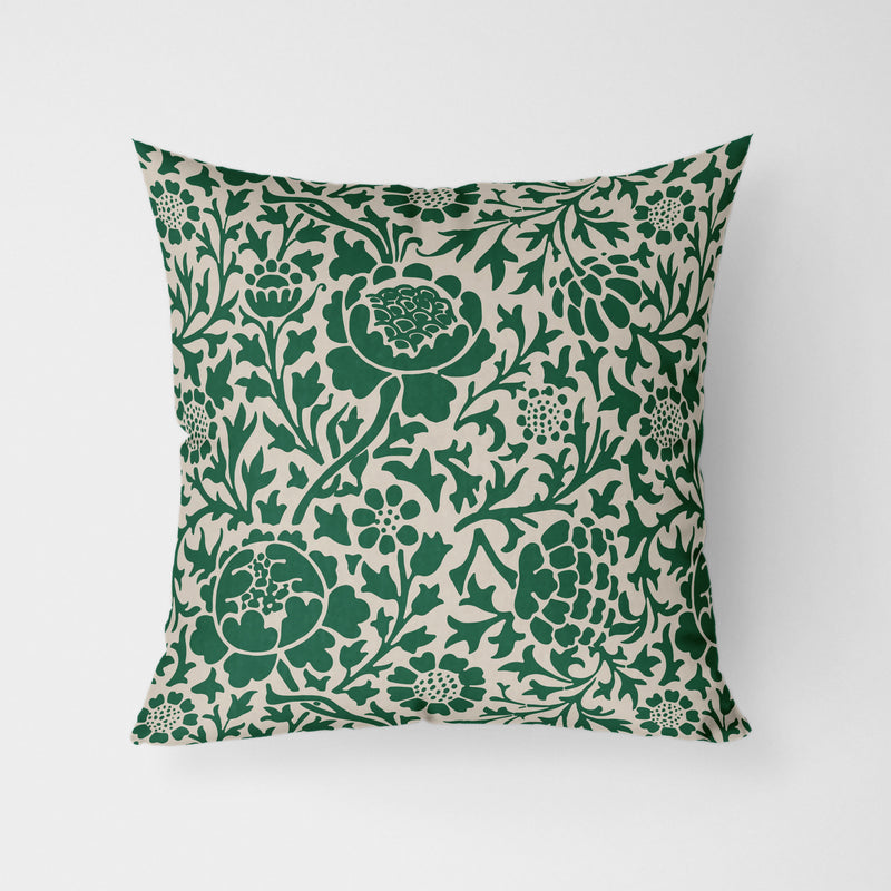 William Morris Sunflower Stencil Dark Green Water Resistant Garden Outdoor Cushion