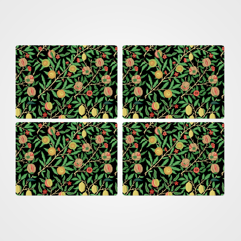 William Morris Fruit Print Black Placemats