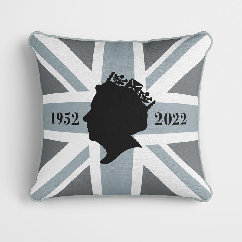 Platinum Jubilee Union Jack Silhouette Grey Cushion