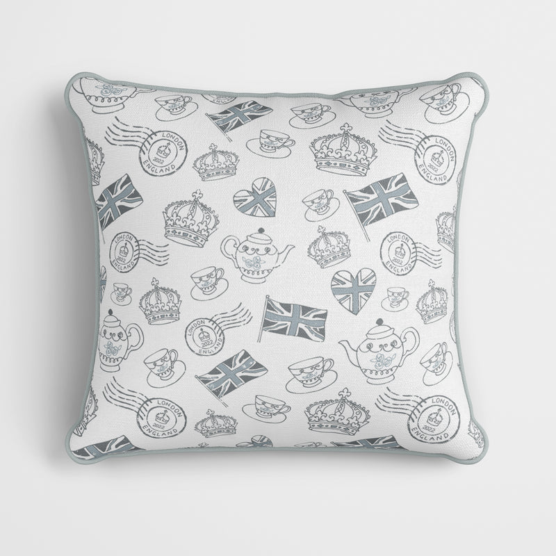 Platinum Jubilee Tea Party Polka Grey Cushion