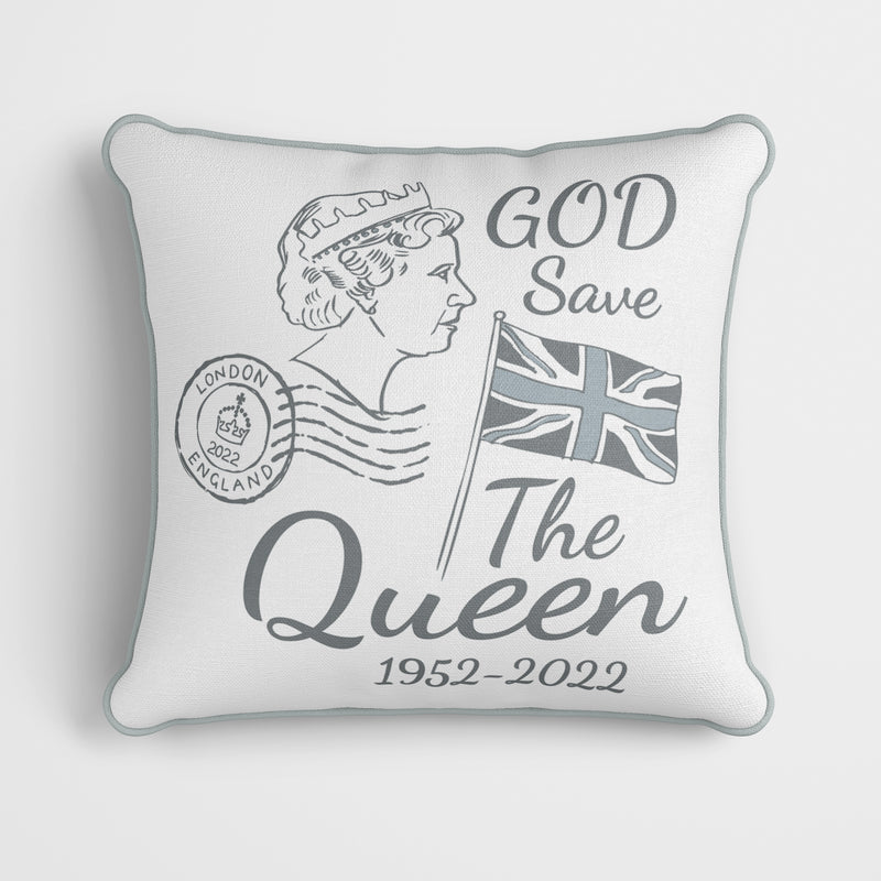 Platinum Jubilee Tea Party Grey Cushion