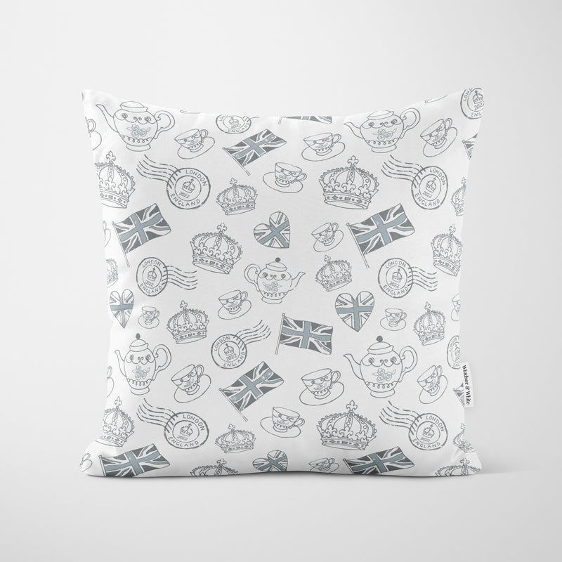 Platinum Jubilee Tea Party Grey Cushion