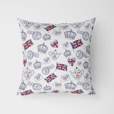 Platinum Jubilee Tea Party Polka Blue & Red Cushion