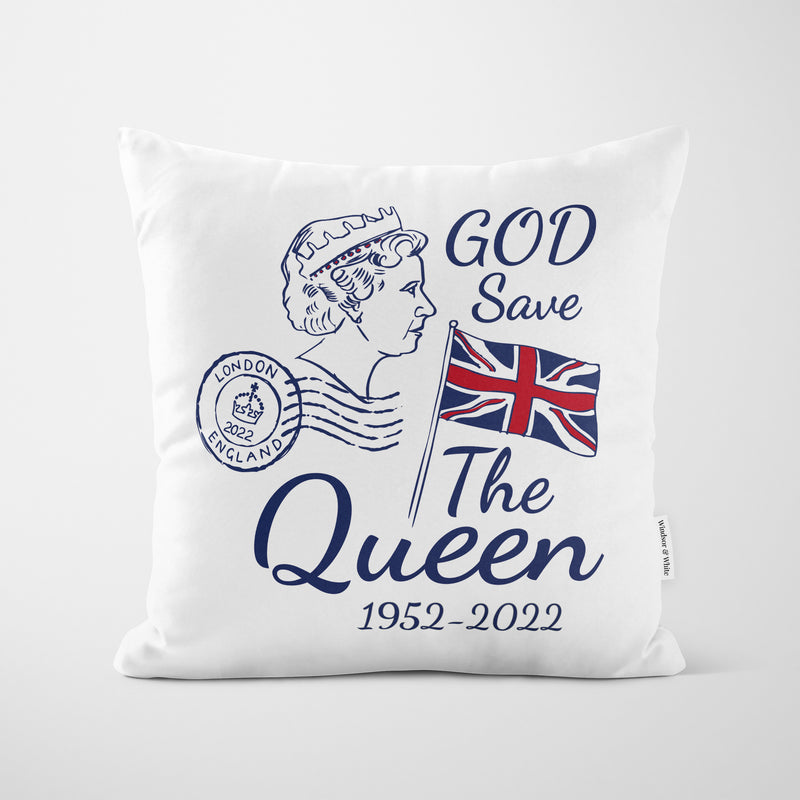 Platinum Jubilee Tea Party Blue & Red Cushion