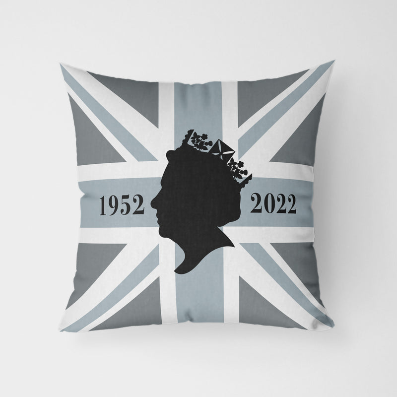 Platinum Jubilee Union Jack Silhouette Grey Water Resistant Garden Outdoor Cushion