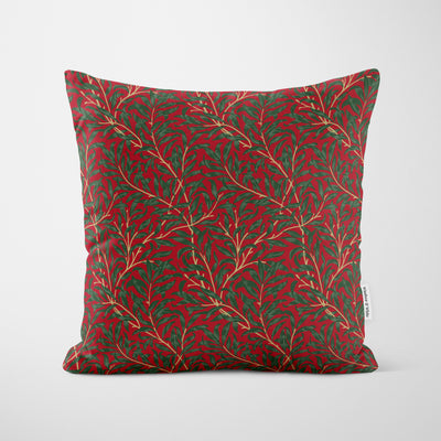 William Morris Christmas Willow Bough Red & Green Cushion