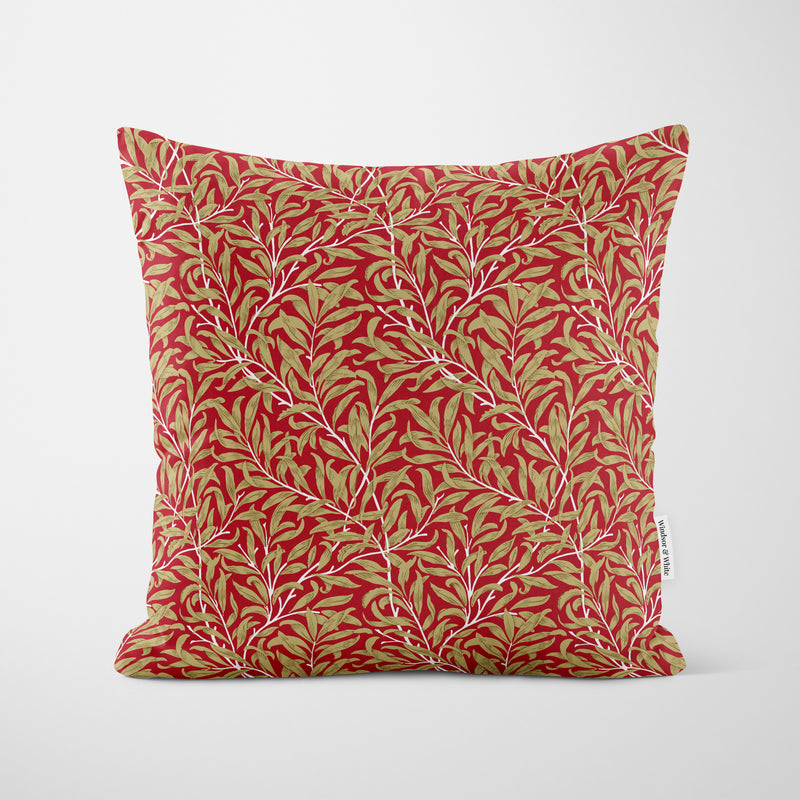 William Morris Christmas Willow Bough Red & Gold Cushion