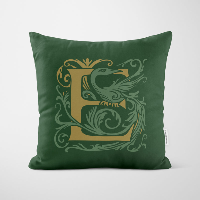 William Morris Christmas Monogram Cushion Green & Gold