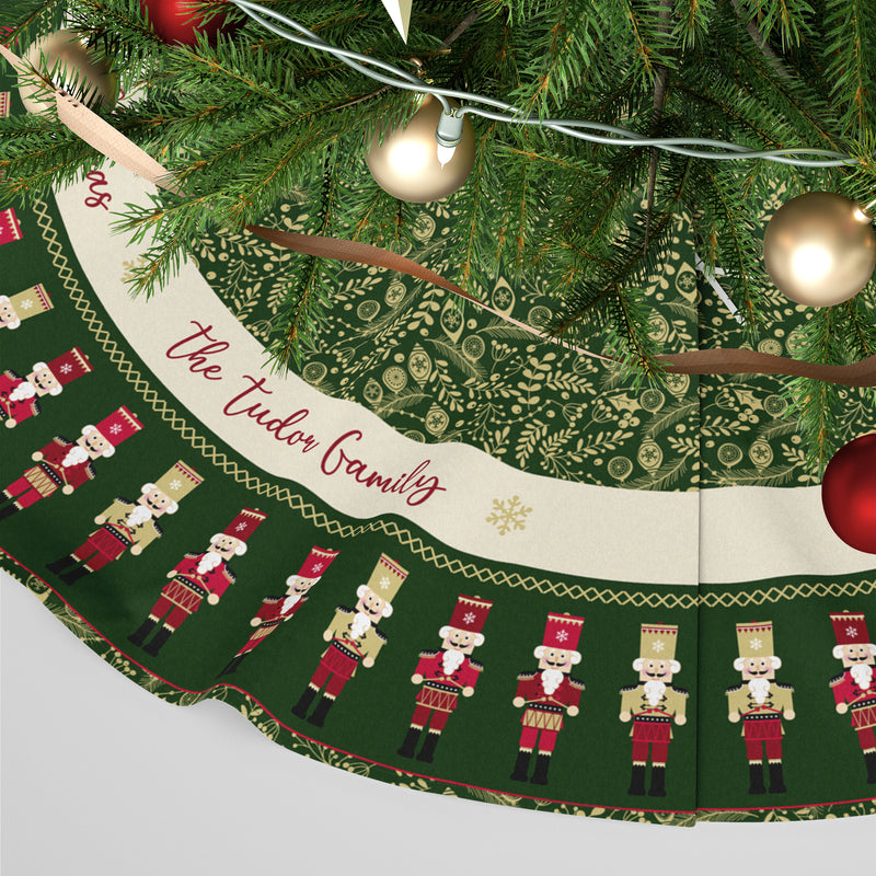 Personalised Christmas Tree Skirt - Green Nutcracker