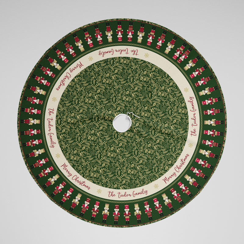 Personalised Christmas Tree Skirt - Green Nutcracker