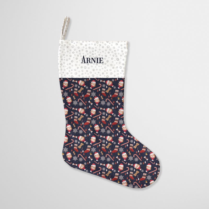 Personalised Cockapoo Dog Print Christmas Stocking