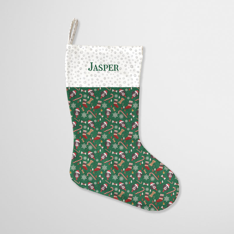 Personalised Pointer Dog Print Christmas Stocking