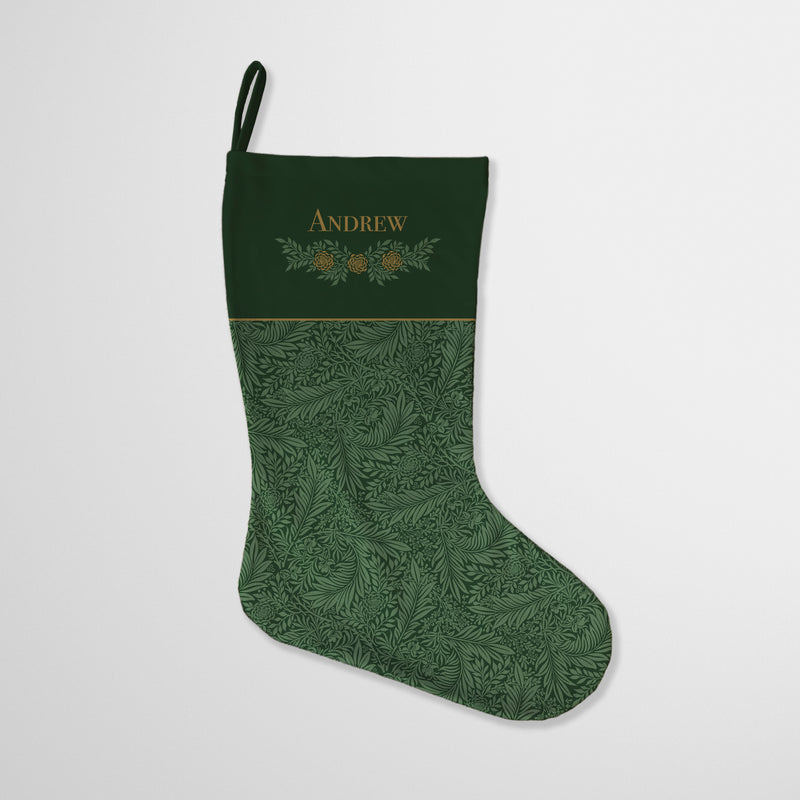 William Morris Personalised Christmas Stocking Green Larkspur