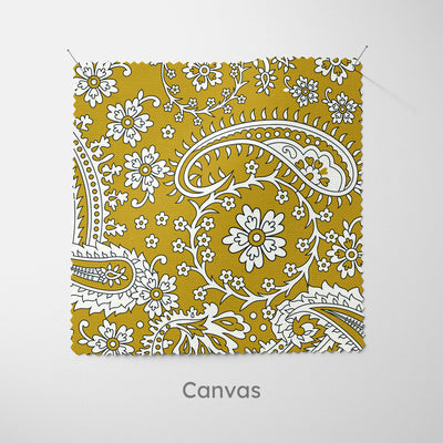 Saffron Gold Floral Paisley Cushion - Handmade Homeware, Made in Britain - Windsor and White