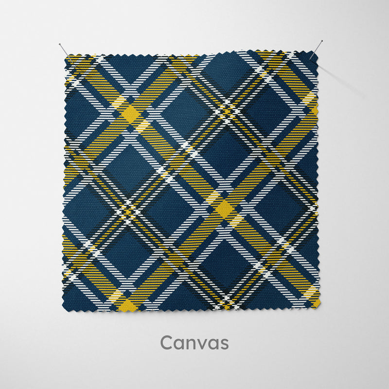 Blue Yellow Modern Tartan Cushion - Handmade Homeware, Made in Britain - Windsor and White