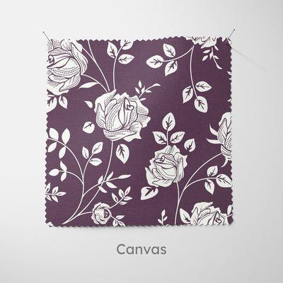 Dark Purple Rose Stencil Pattern Cushion - Handmade Homeware, Made in Britain - Windsor and White