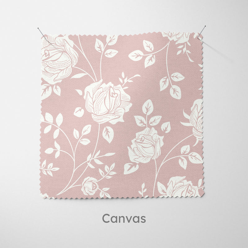 Pink Rose Stencil Pattern Cushion - Handmade Homeware, Made in Britain - Windsor and White