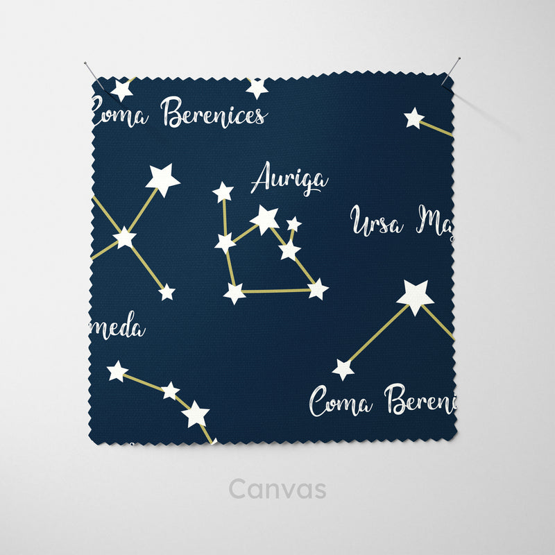 Navy Blue Constellations Fabric - Handmade Homeware, Made in Britain - Windsor and White