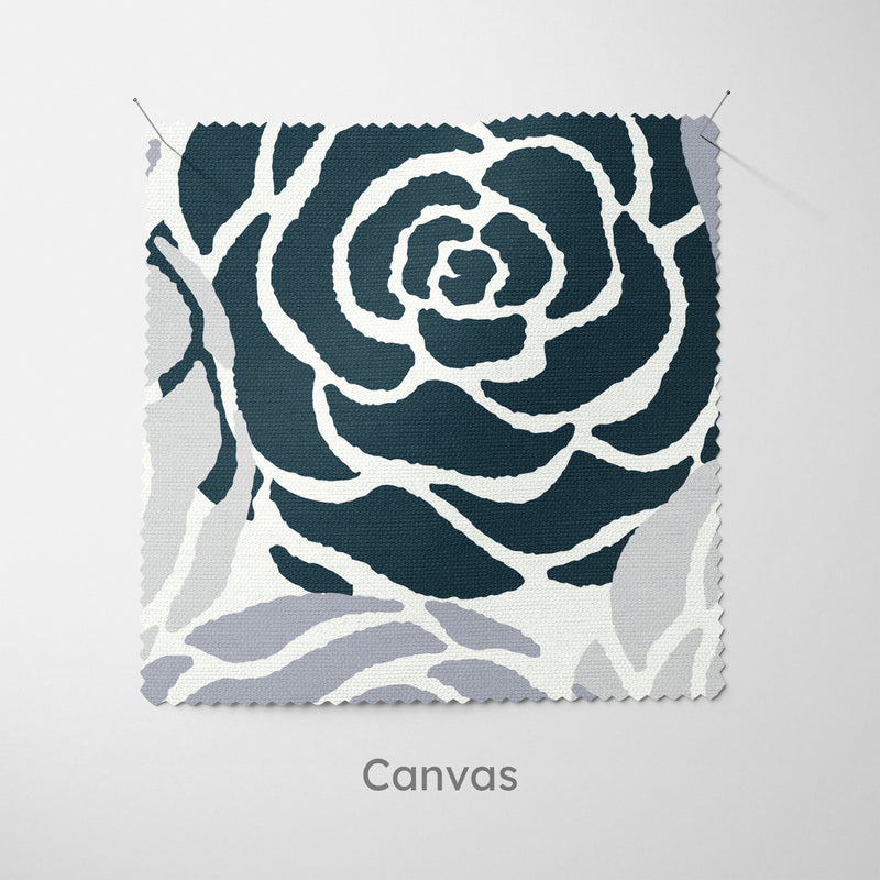 Rose Stamp Monochrome Cushion - Handmade Homeware, Made in Britain - Windsor and White