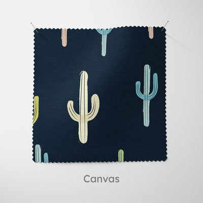 Navy Blue Cactus Pattern Cushion - Handmade Homeware, Made in Britain - Windsor and White