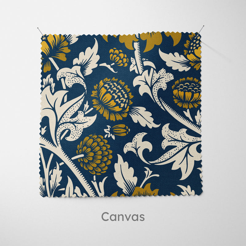 William Morris Mixed Sunflowers Navy Cushion - Handmade Homeware, Made in Britain - Windsor and White