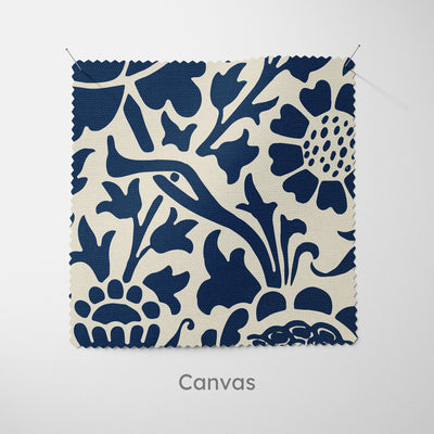 William Morris Sunflower Stencil Navy Cushion - Handmade Homeware, Made in Britain - Windsor and White