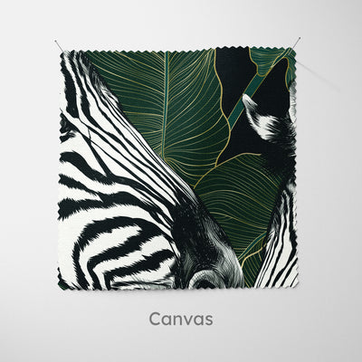 Green Leaves Mono Zebra Cushion - Handmade Homeware, Made in Britain - Windsor and White