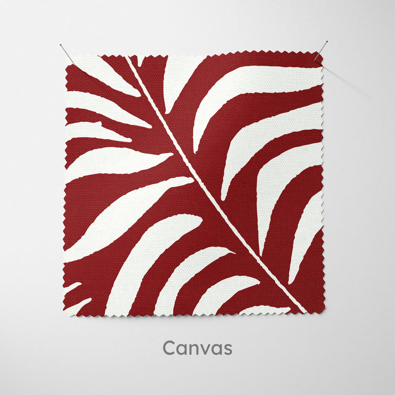Palm Leaves Burgundy Cushion - Handmade Homeware, Made in Britain - Windsor and White
