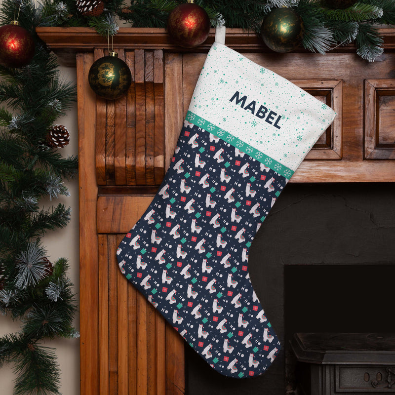 Personalised Christmas Stocking Festive Llamas