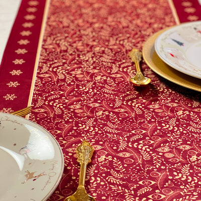 Personalised Christmas Table Place Mats Red Holly Filigree