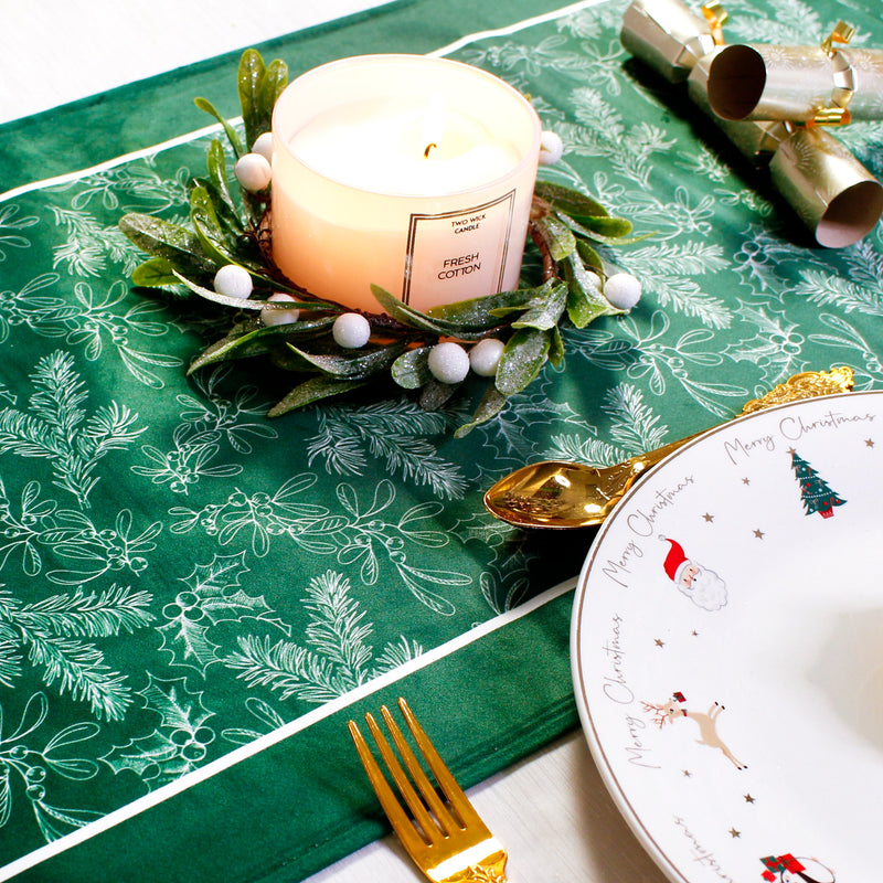 Christmas Table Runner Green Holly