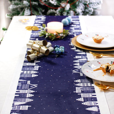 Personalised Christmas Table Place Mats Blue Christmas Village